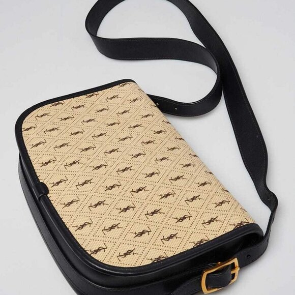 Yves Saint Laurent Beige Canvas Monogram Satchel Crossbody Bag - Picture 3 of 11